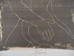 Liebhaber : Umarmendes Paar - Original handsignierte Lithographie
