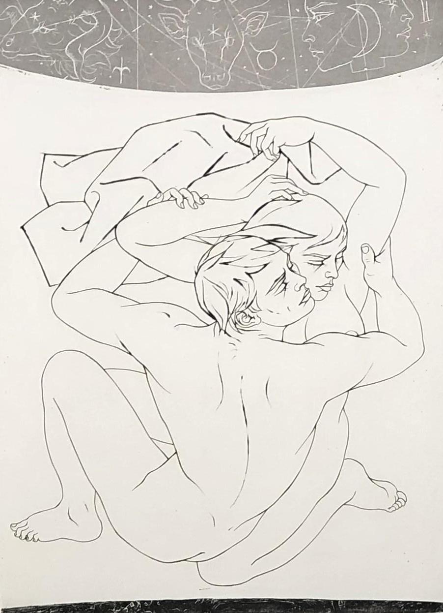 Amoureux - Thtis et Pele - Eau-forte originale signée et numérotée à la main - Print de Pierre-Yves Trémois
