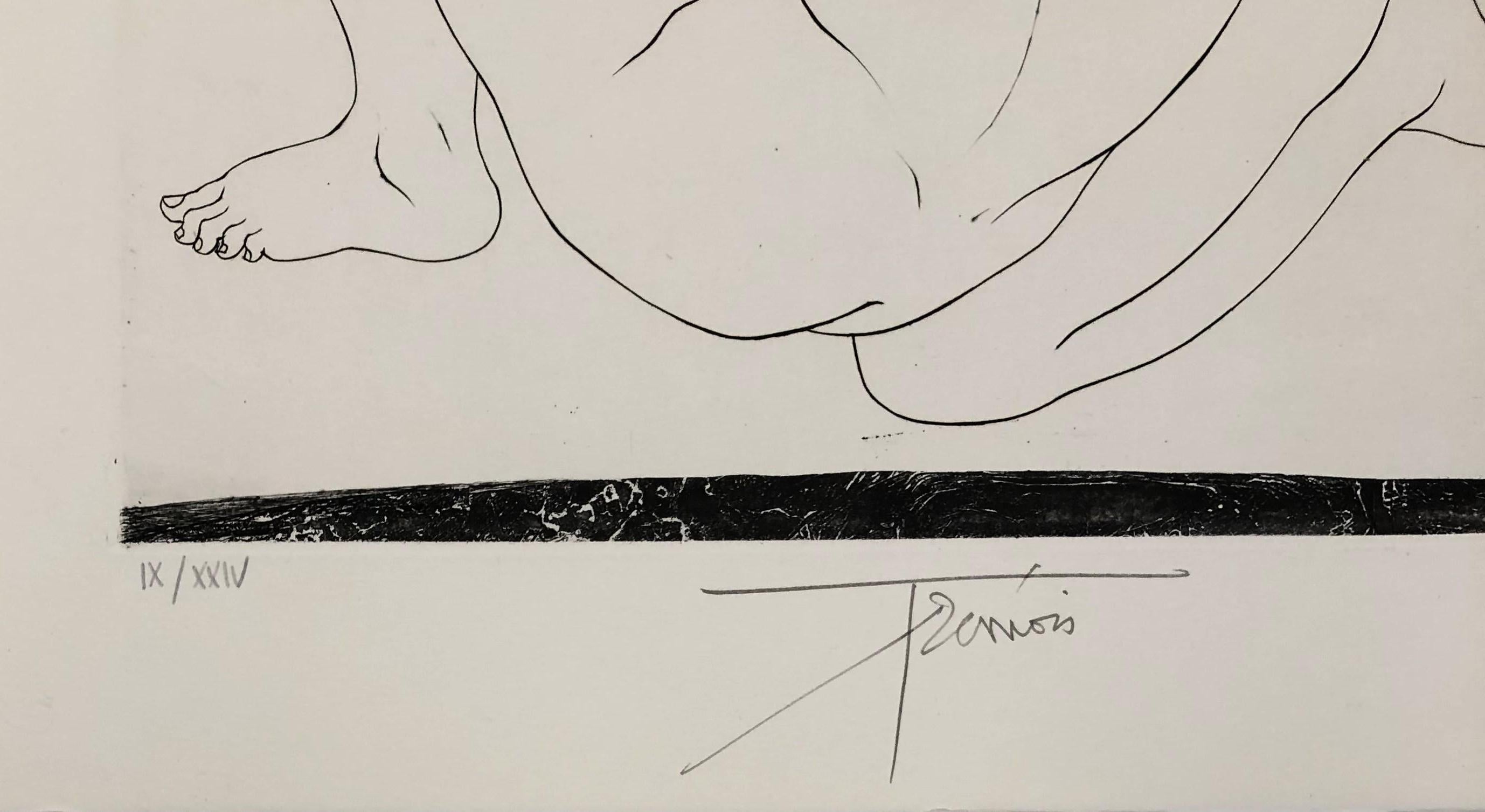 Amoureux - Thtis et Pele - Eau-forte originale signée et numérotée à la main - Beige Figurative Print par Pierre-Yves Trémois