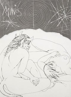 Minos et une femme nue - Gravure originale signée et numérotée