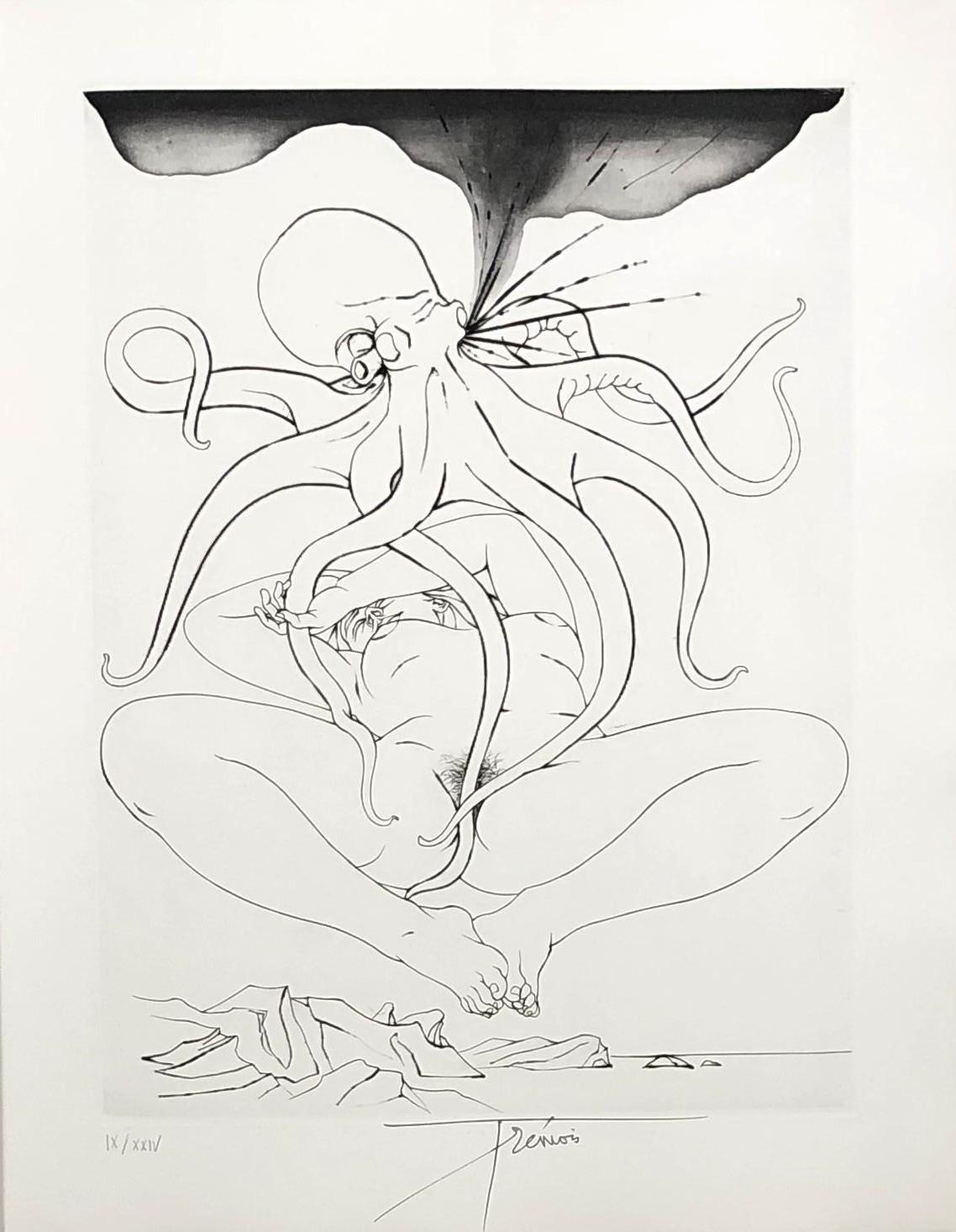 Pierre-Yves Trémois Figurative Print - Naked Woman Lying Down - Original etching handsigned and numbered