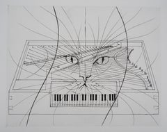 Piano Cat - Original Etching