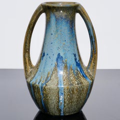 Pierrefonds Crystalline Art Nouveau Handled Vase