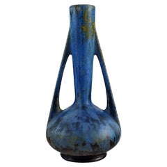Pierrefonds, France, Vase with Handles in Glazed Stoneware, 1930s