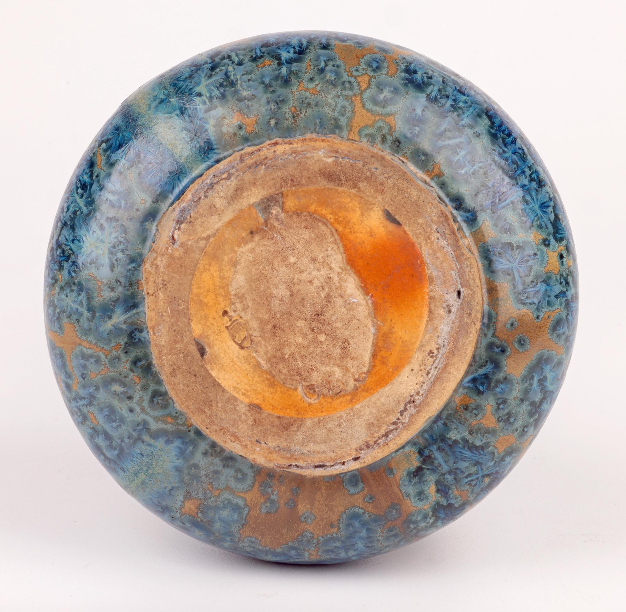 Pierrefonds Französisch Art Deco Blau kristalline glasierte Art Pottery Vase im Angebot 8