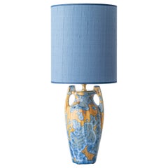 Pierrefonds French Art Deco Stoneware Table Lamp, 1920s, Crystalline Glaze