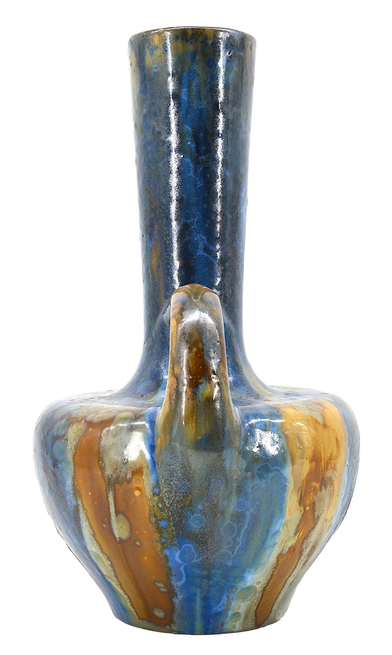 PIERREFONDS French Art Deco Stoneware Vase, 1920s For Sale 1