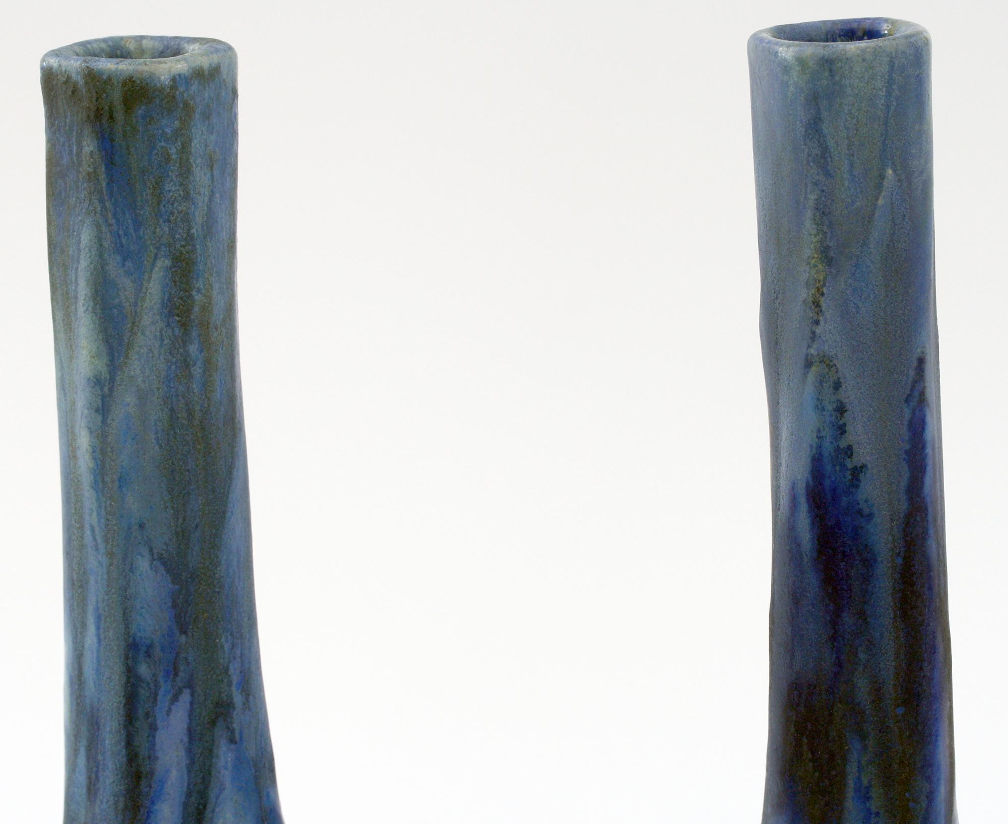 Pierrefonds French Pair of Crystalline Glazed Art Pottery Vases, circa 1910 4