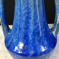 Pierrefonds Nouveau Tall Handled Vase with Iridescent Glaze, circa 1910