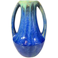 Pierrefonds Nouveau Tall Handled Vase with Iridescent Glaze, circa 1910