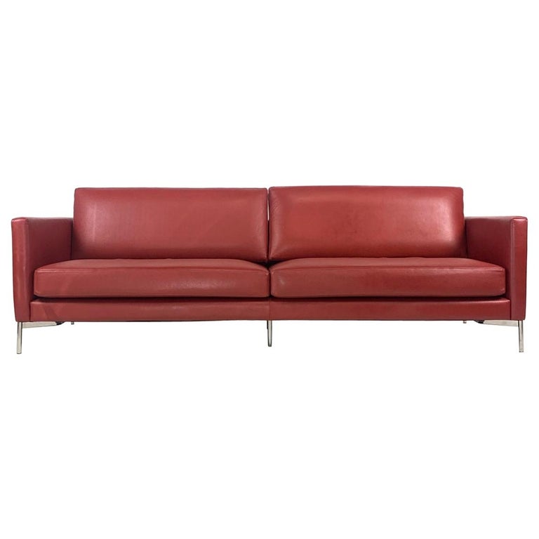 Pierro Lissoni For Knoll Floating Sofa In Red Kilim Spinneybeck Volo Leather At 1stdibs Red Kilim Spinneybeck Volo Leather, Nebraska Furniture Mart Leather Sofa