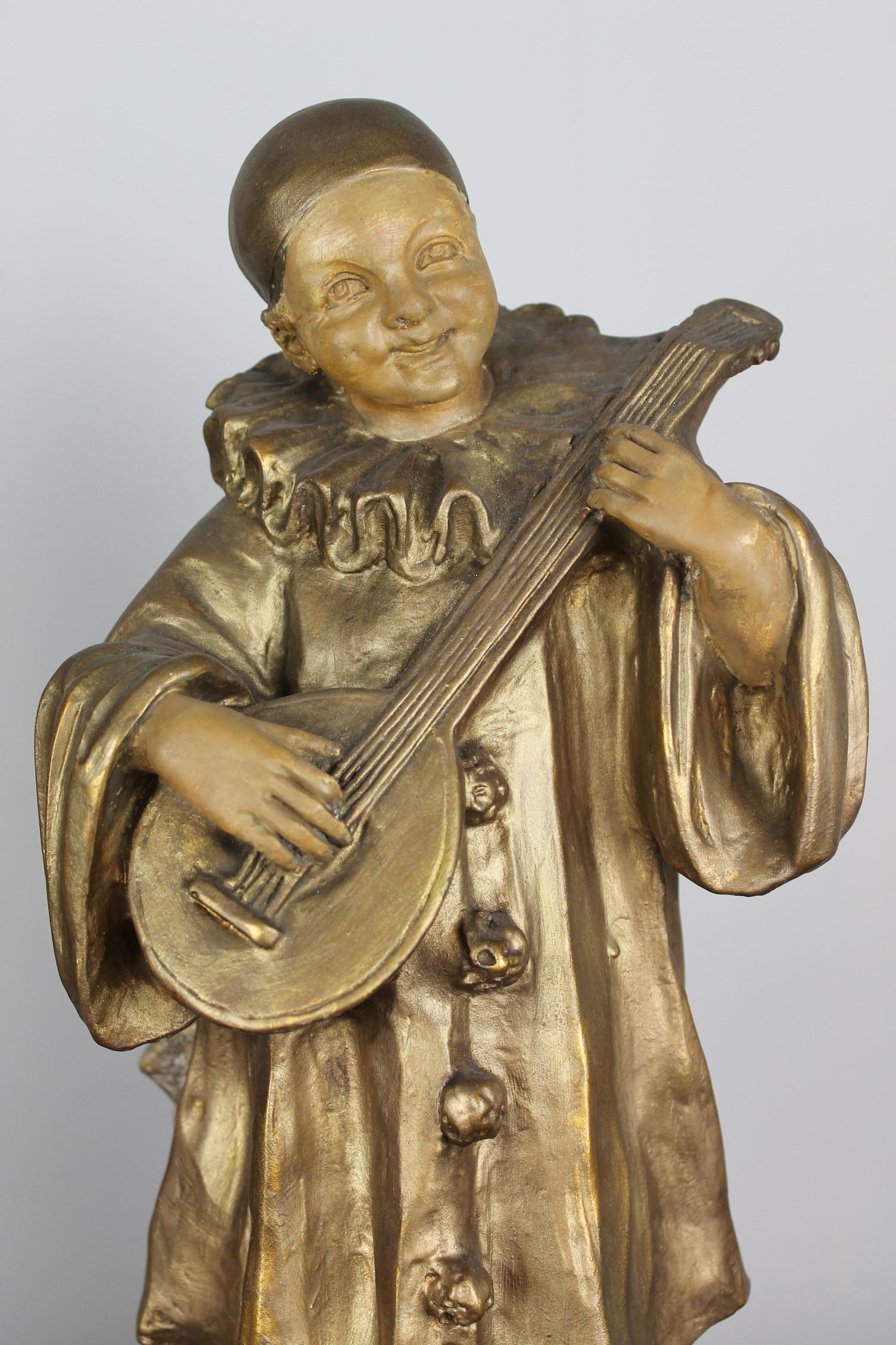 Patinato Sculture Pierrot e Colombine , Vasi patinati, Francia, inizio XX secolo in vendita