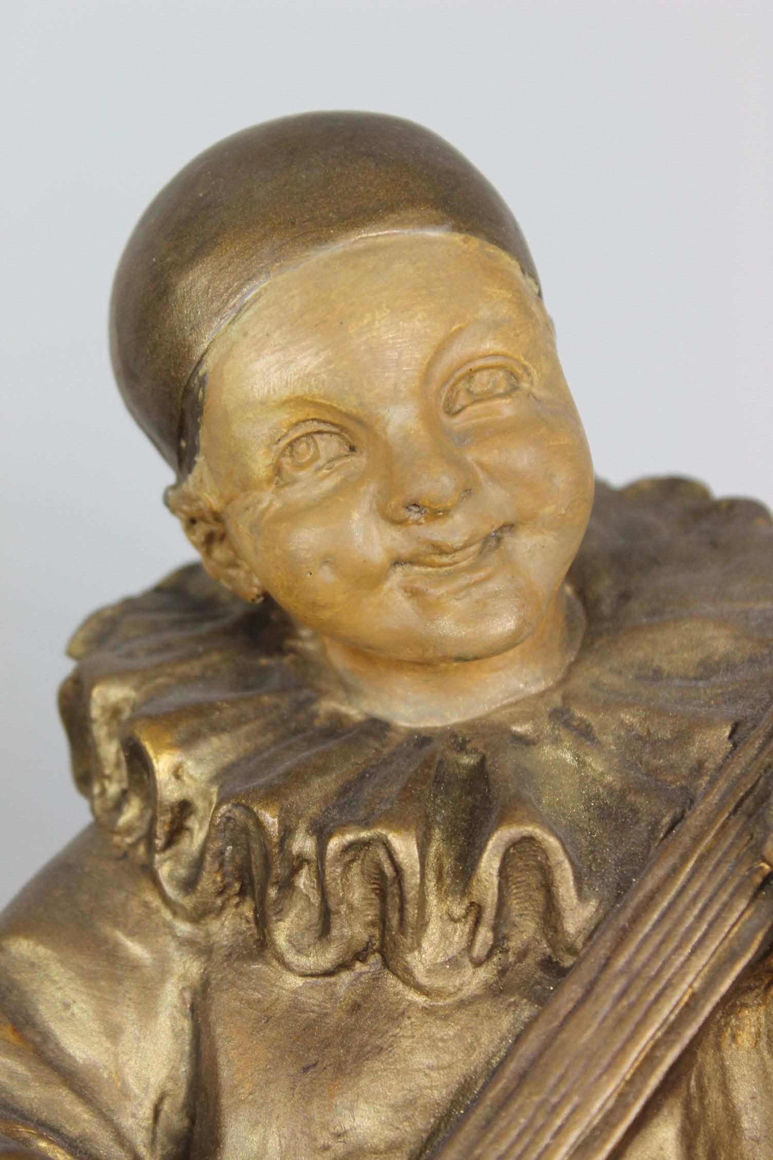 Sculture Pierrot e Colombine , Vasi patinati, Francia, inizio XX secolo In condizioni buone in vendita a Retie, BE