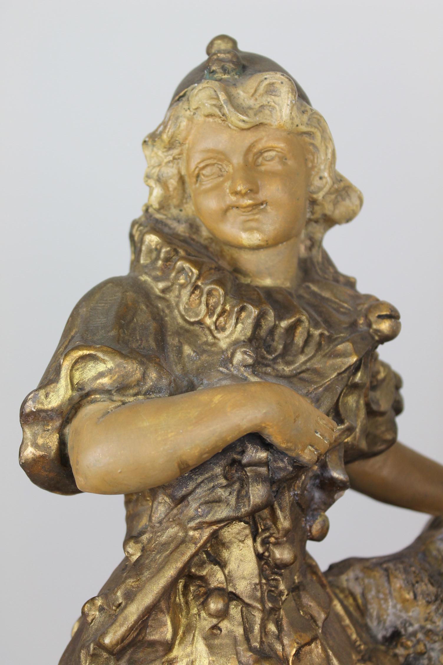 Sculture Pierrot e Colombine , Vasi patinati, Francia, inizio XX secolo in vendita 2