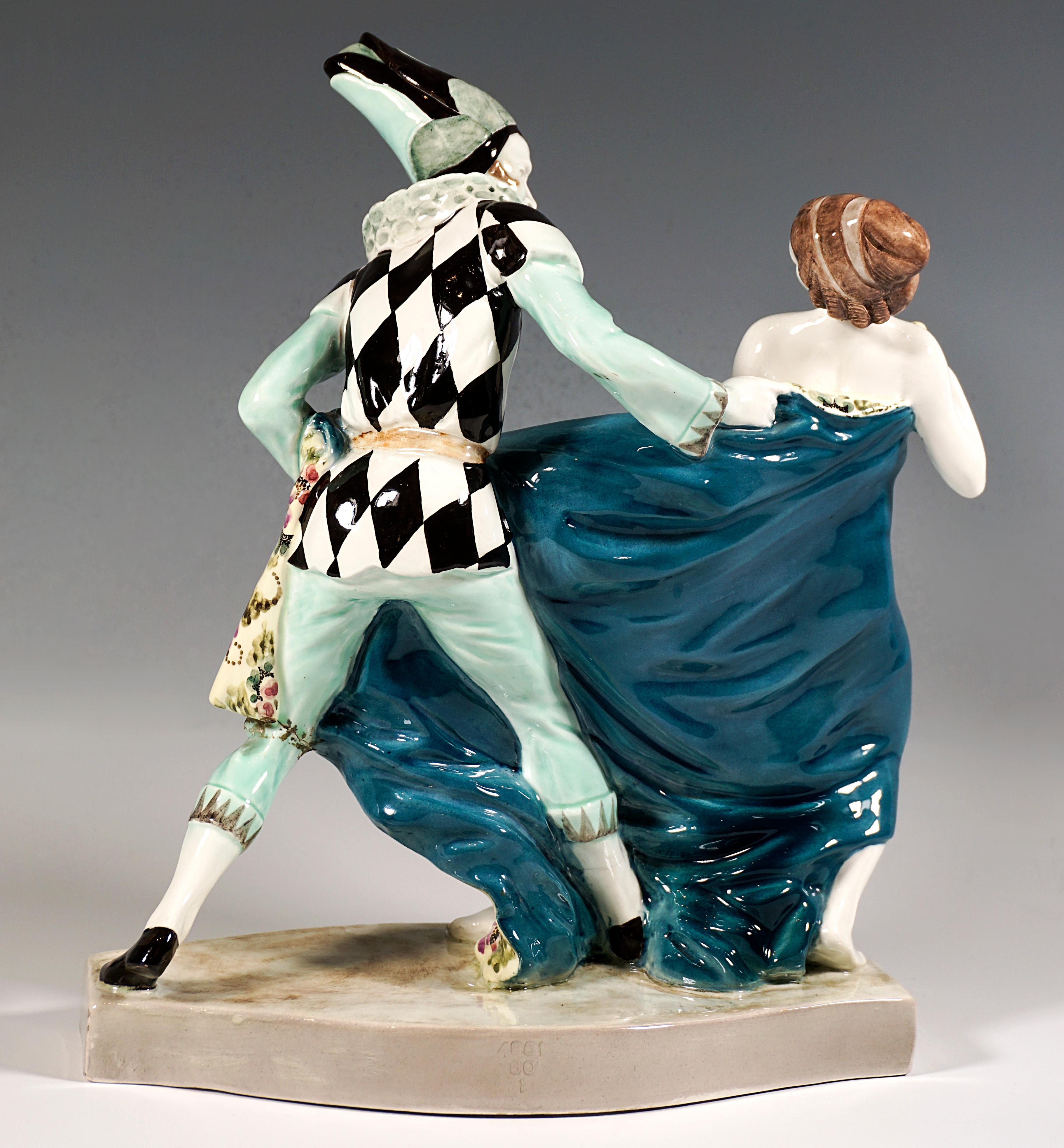 Art Déco Pierrot e Colombina come nudo di Josef Kostial, Goldscheider Vienna, 1922 ca. in vendita