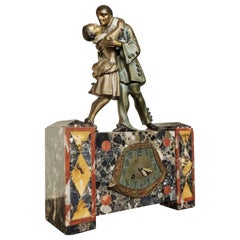 Pierrot French Art Deco Clock on Marble Base