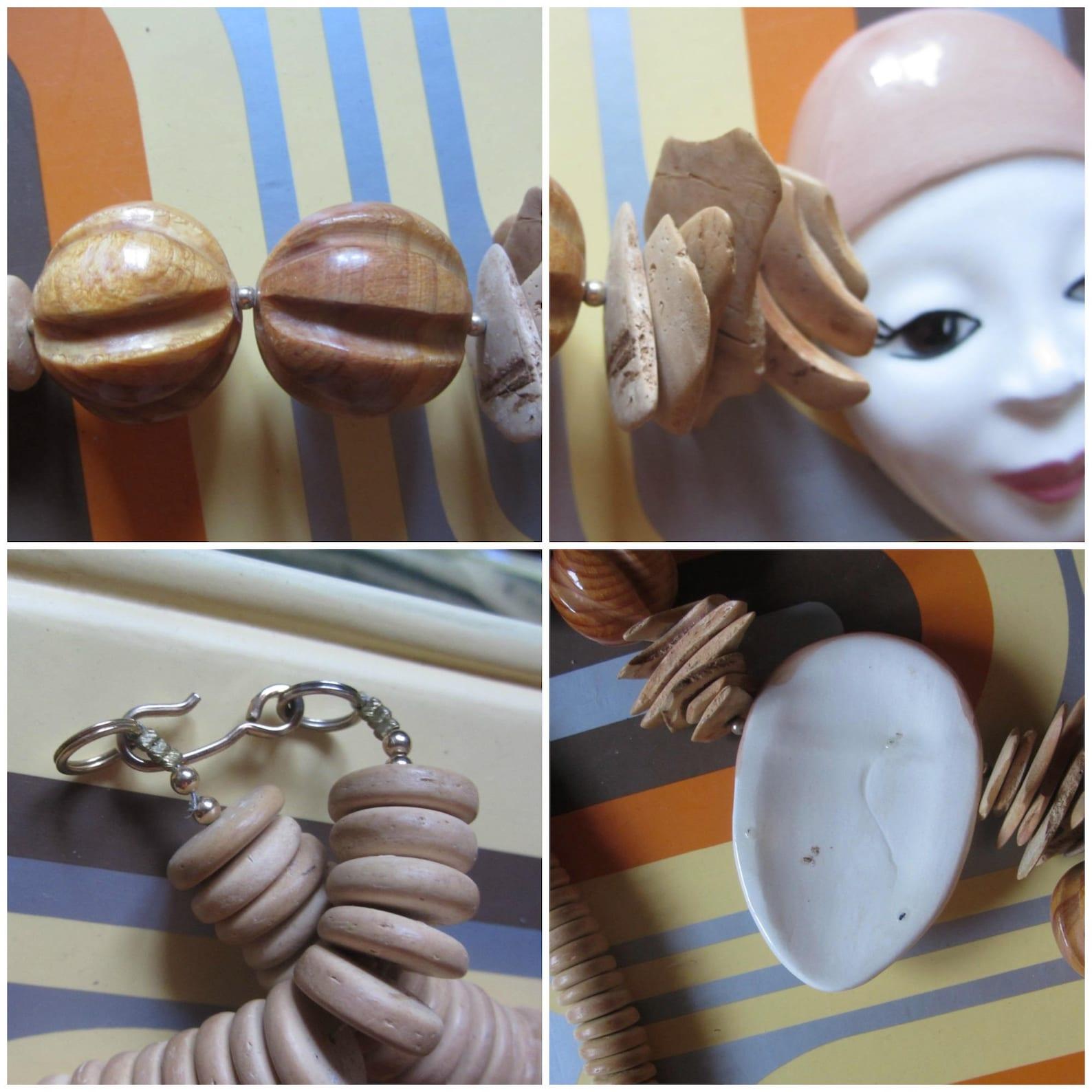 Pierrot Porcelain and Wood Bead Necklace For Sale 2