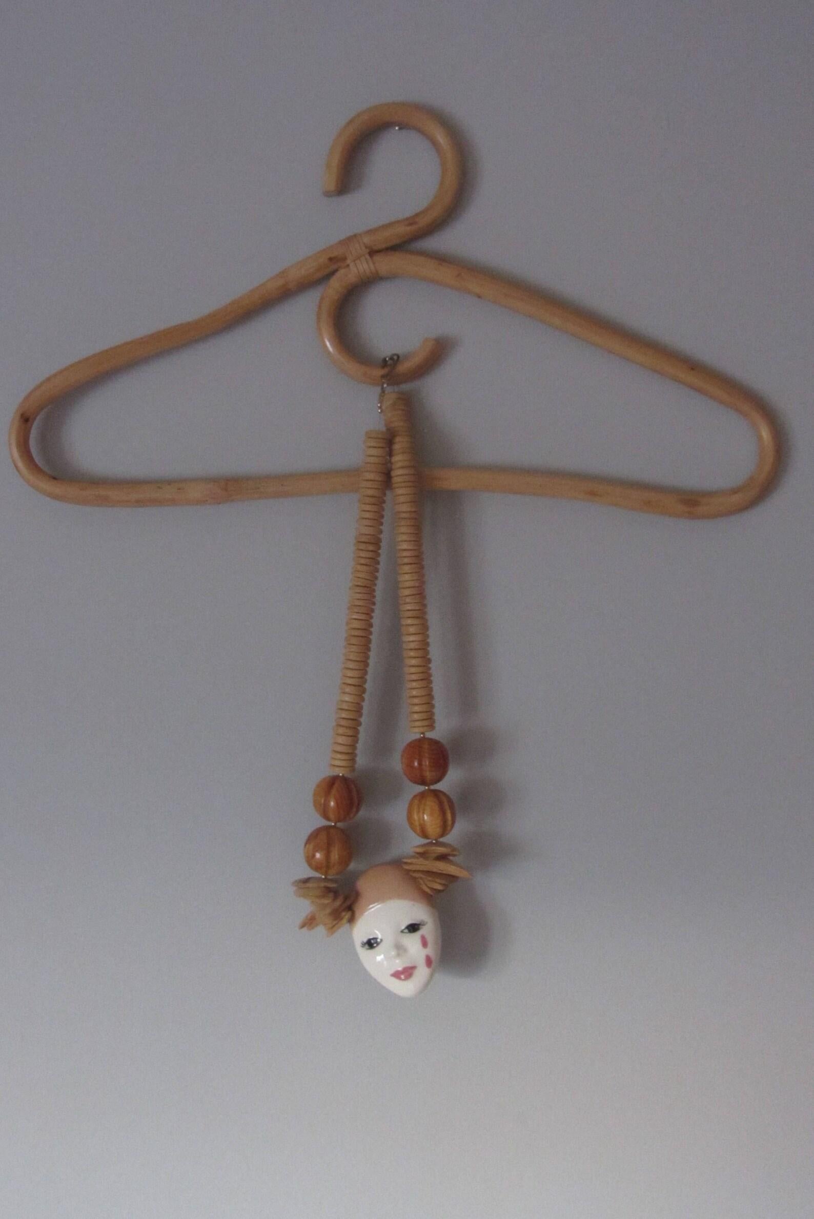 Pierrot Porcelain and Wood Bead Necklace For Sale 3