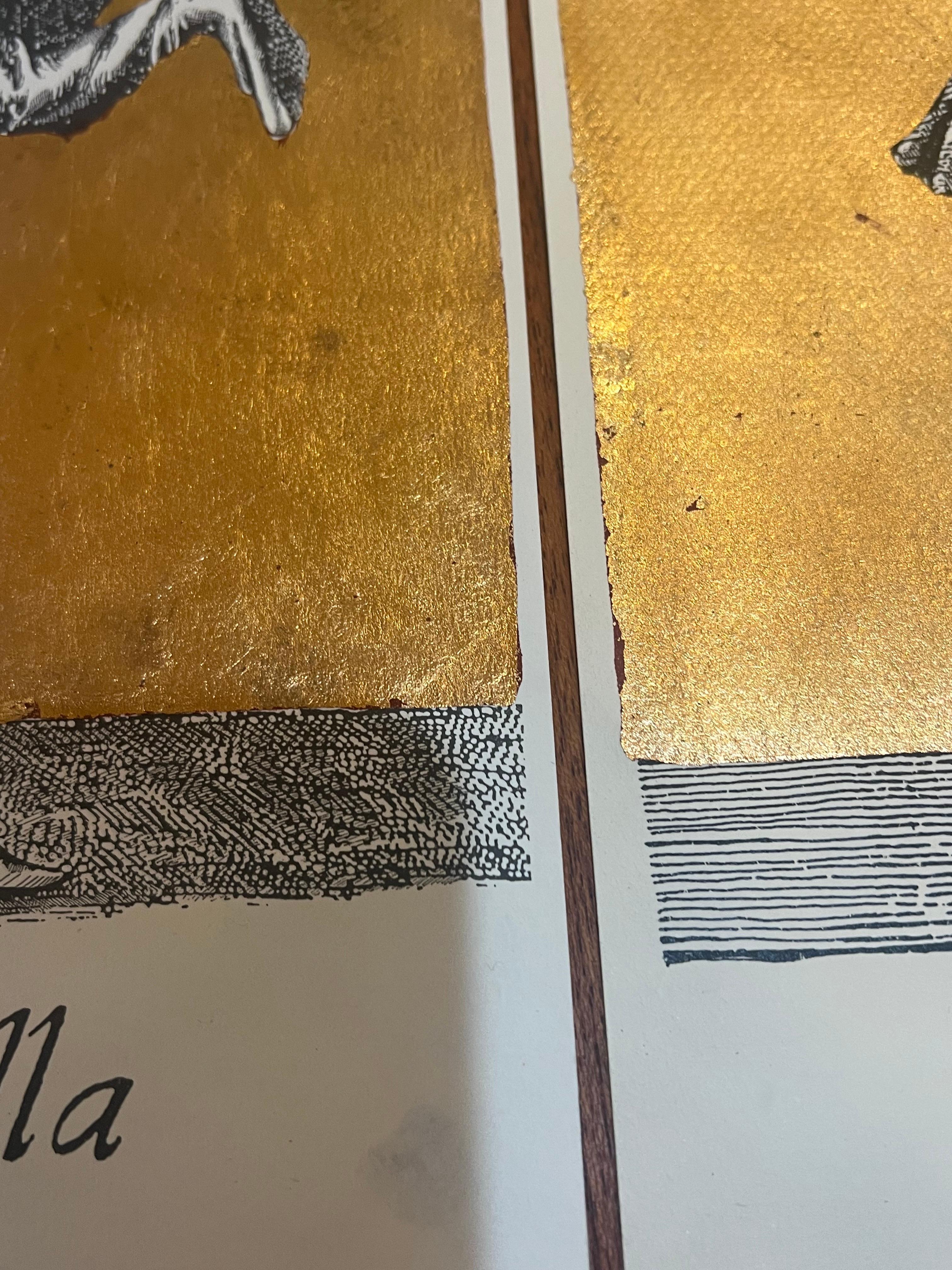 italien Impressions Pierrot & Pulcinella feuille d'or des années 1970 non encadrées en vente
