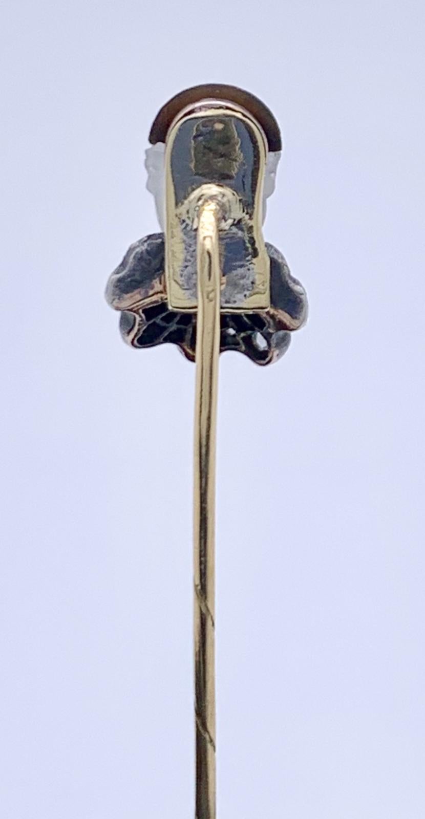 Pierrot Ruby Diamond Moonstone Gold Tie Stick Pin In Excellent Condition In Munich, Bavaria