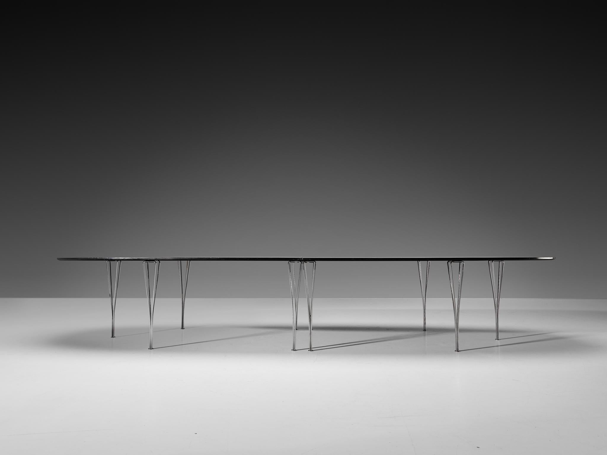 Metal Piet Hein and Bruno Mathsson Conference Table 'Superellipse' in Oak 