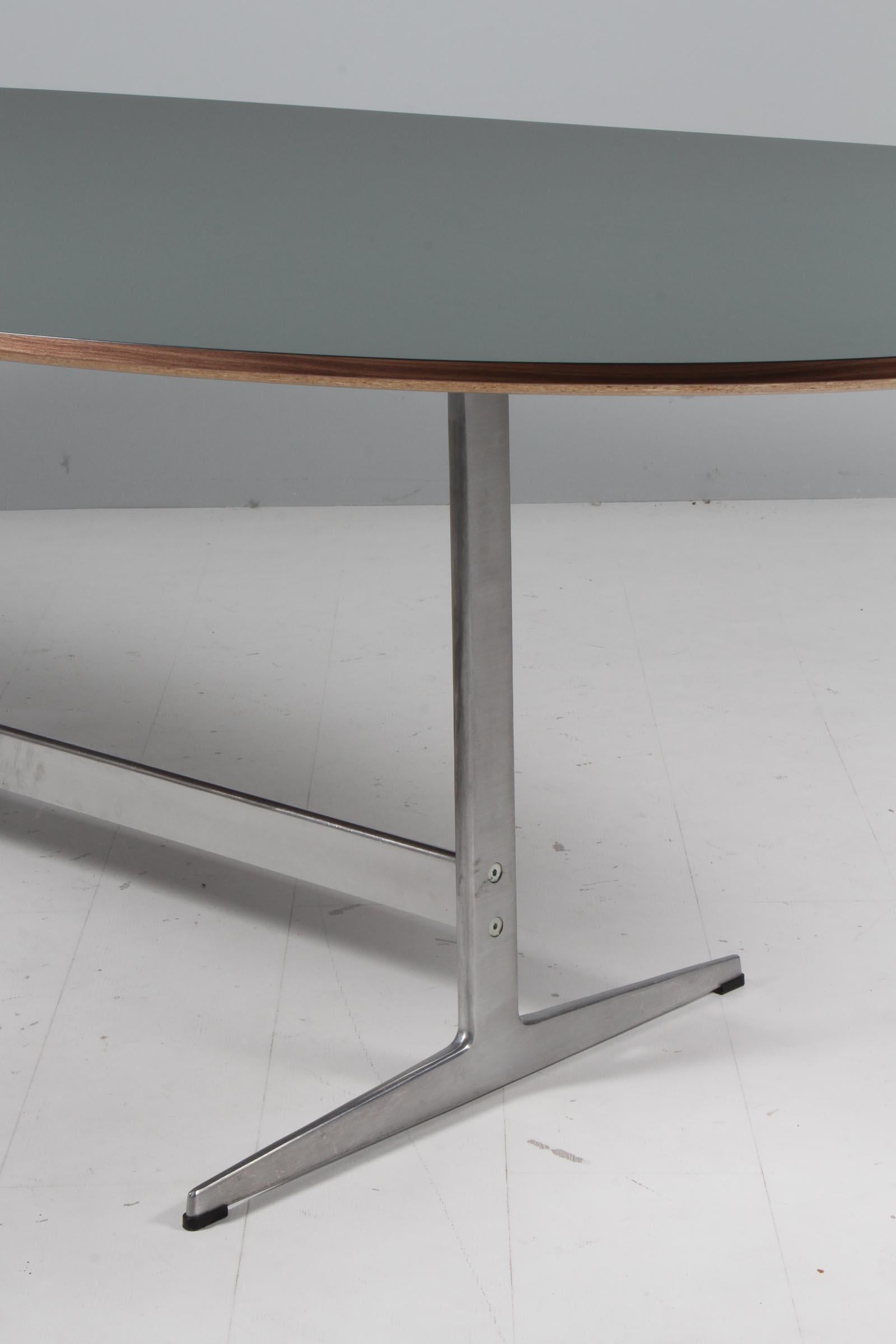 Danish Piet Hein & Arne Jacobsen dining table fenix laminate and walnut For Sale