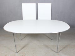 Piet Hein & Bruno Mathsson Dining Table with 2 Extension Leafs Super Elipse