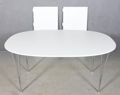 Piet Hein & Bruno Mathsson Dining Table with 2 Extension Leafs Super Elipse