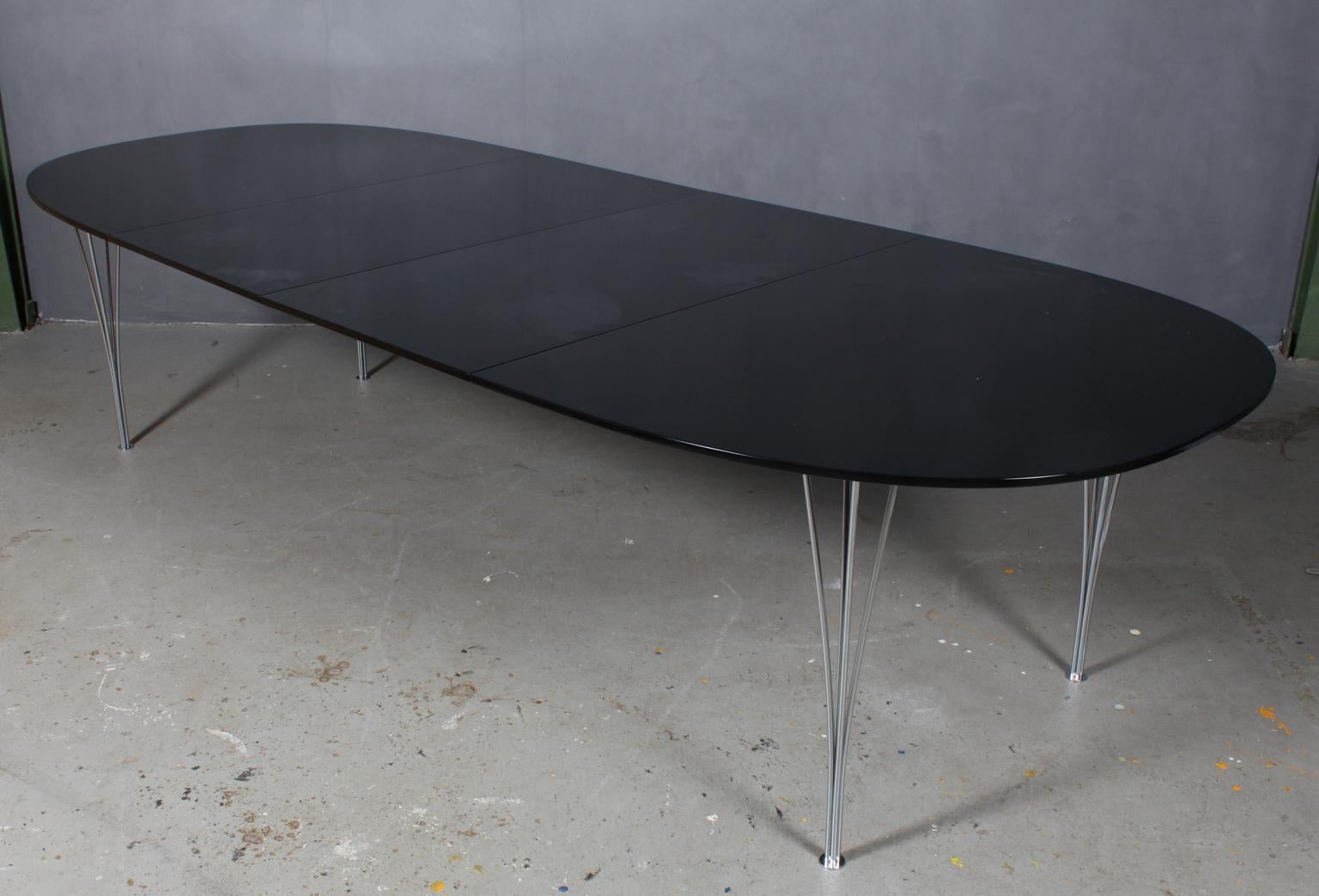 Piet Hein & Bruno Mathsson Dining Table with 2 Extension Leafs Super Elipse In Excellent Condition In Esbjerg, DK