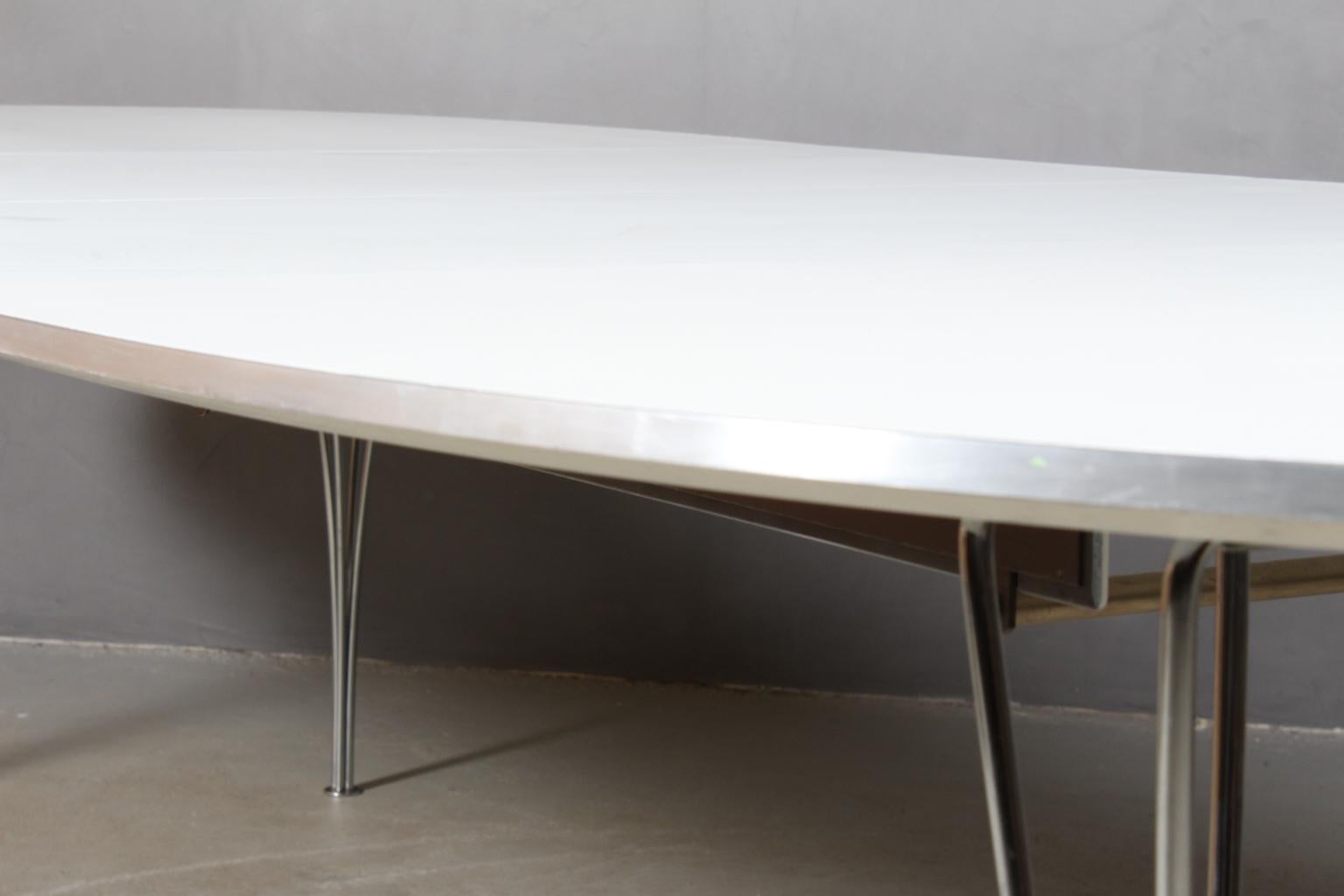 Mid-20th Century Piet Hein & Bruno Mathsson Dining Table with 2 Extension Leafs Super Elipse For Sale