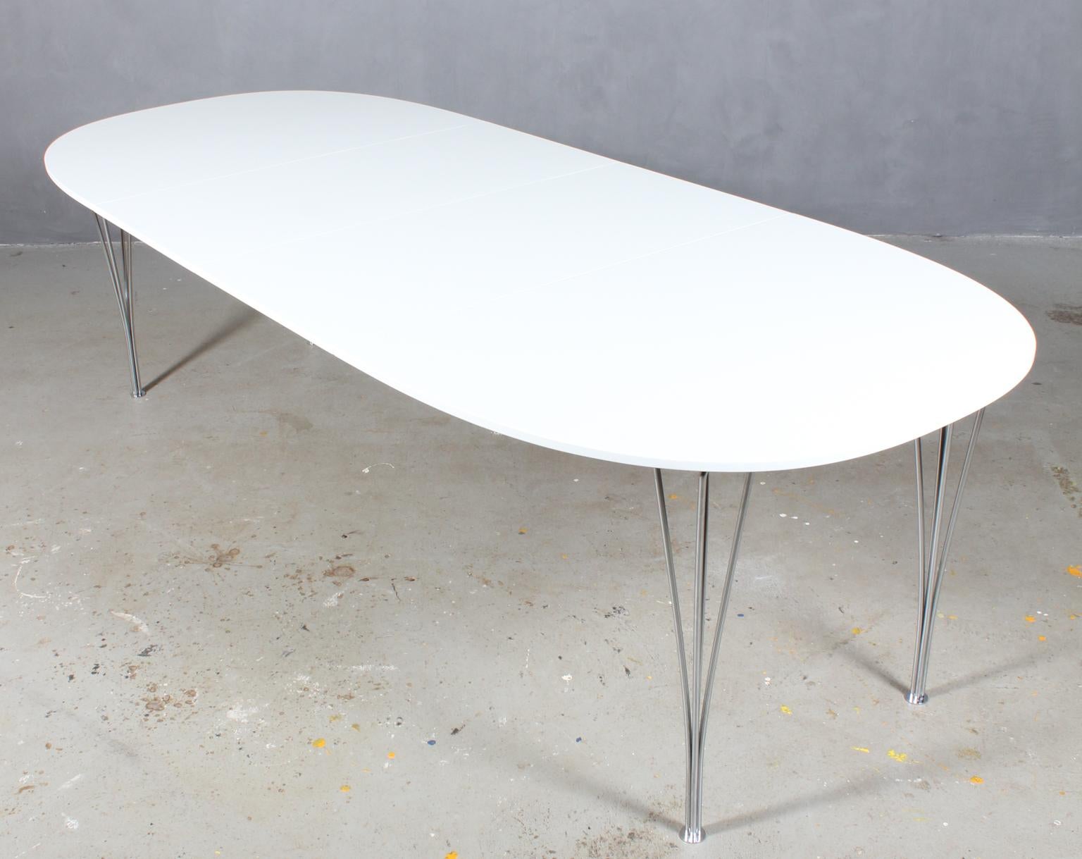 Mid-20th Century Piet Hein & Bruno Mathsson Dining Table with 2 Extension Leafs Super Elipse For Sale