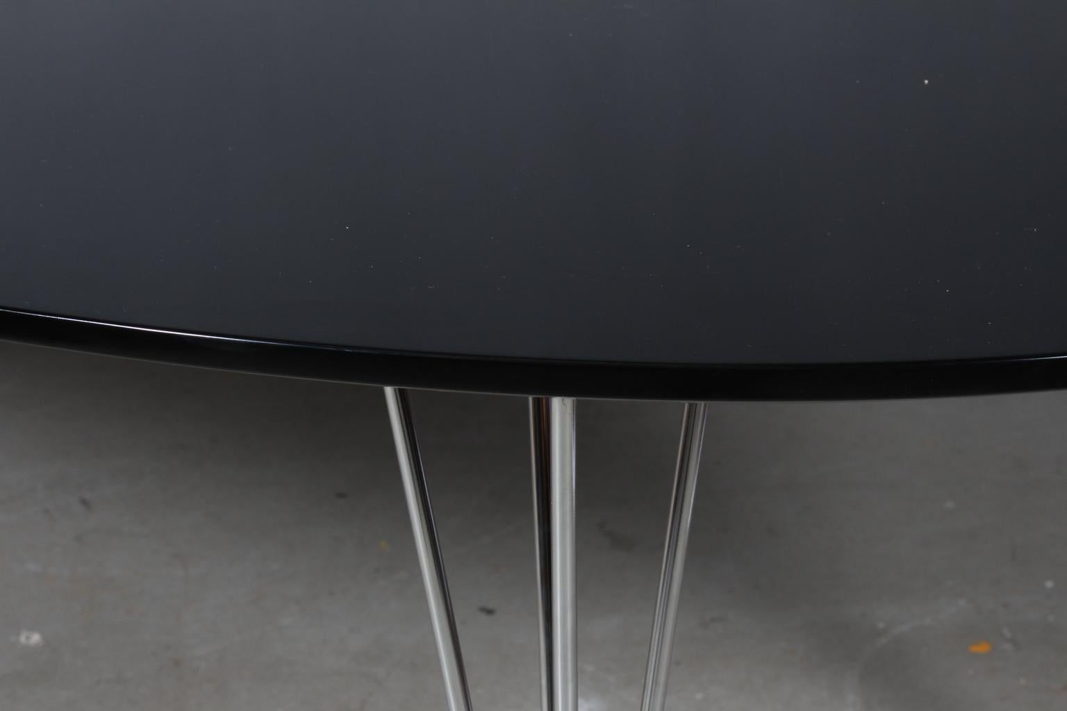 Mid-20th Century Piet Hein & Bruno Mathsson Dining Table with 2 Extension Leafs Super Elipse