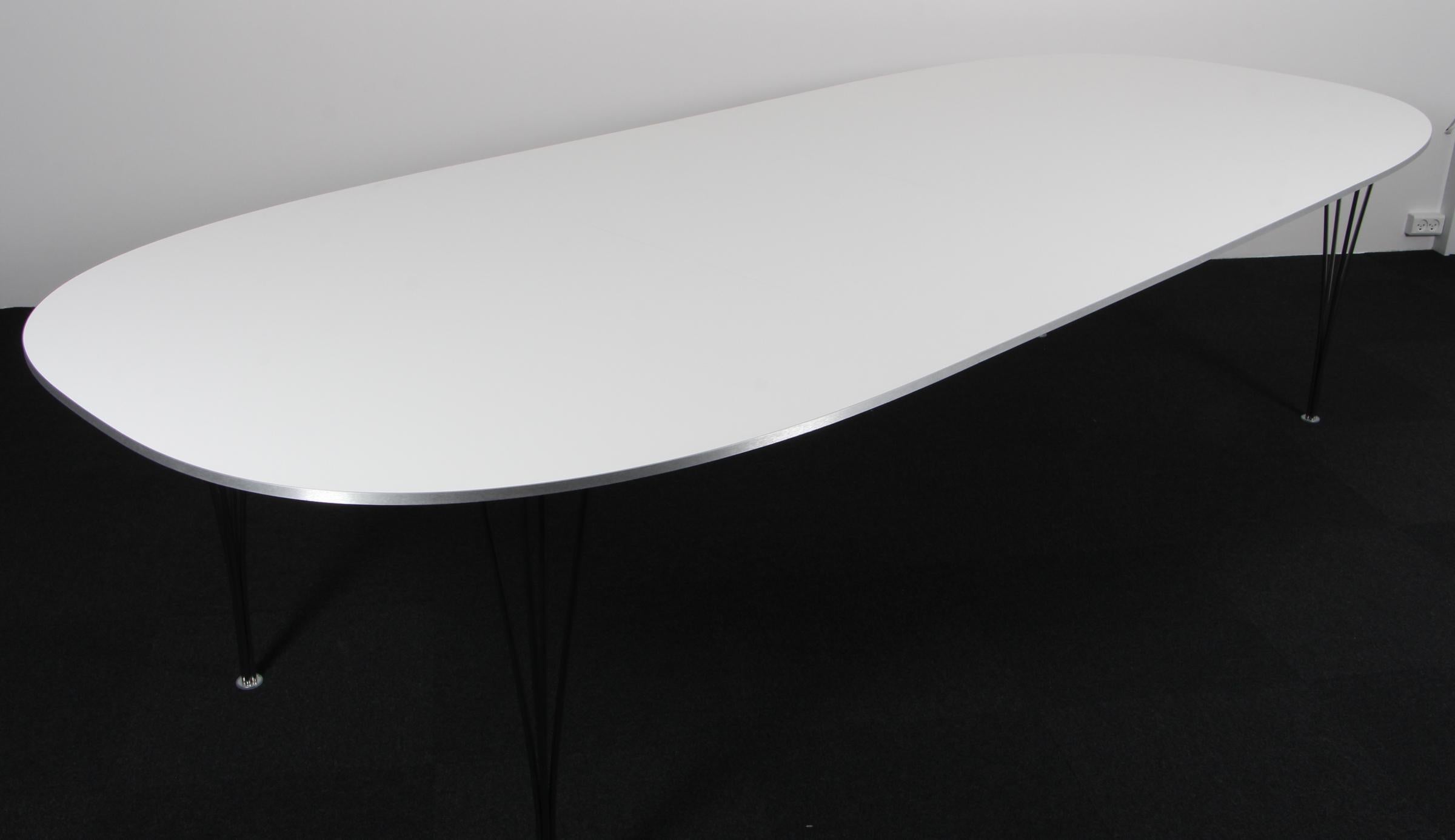 Piet Hein & Bruno Mathsson Dining Table with 2 Extension Leafs Super Elipse For Sale 1