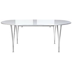 Piet Hein & Bruno Mathsson Dining Table with 2 Extension Leafs Super Elipse