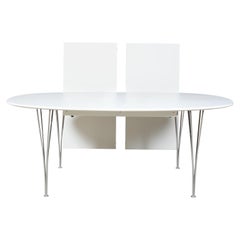 Piet Hein & Bruno Mathsson Dining Table with 2 Extension Leafs Super Elipse