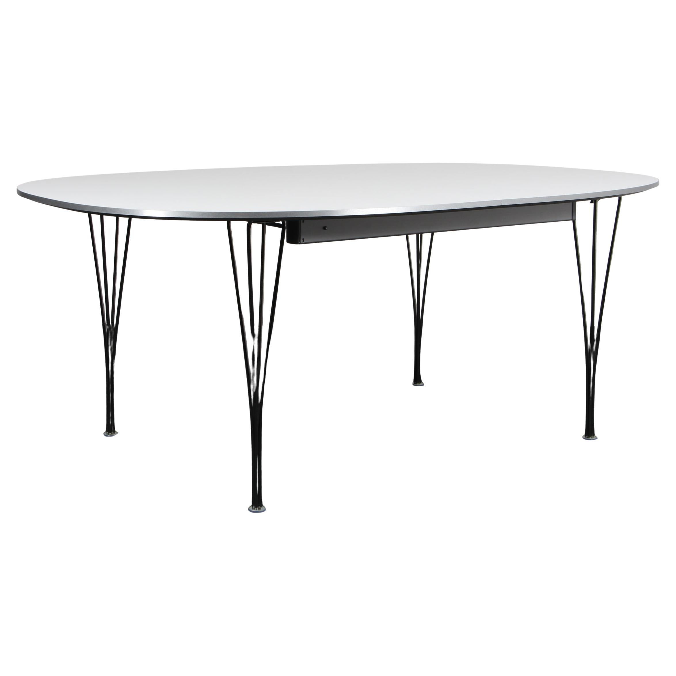 Piet Hein & Bruno Mathsson Dining Table with 2 Extension Leafs Super Elipse For Sale