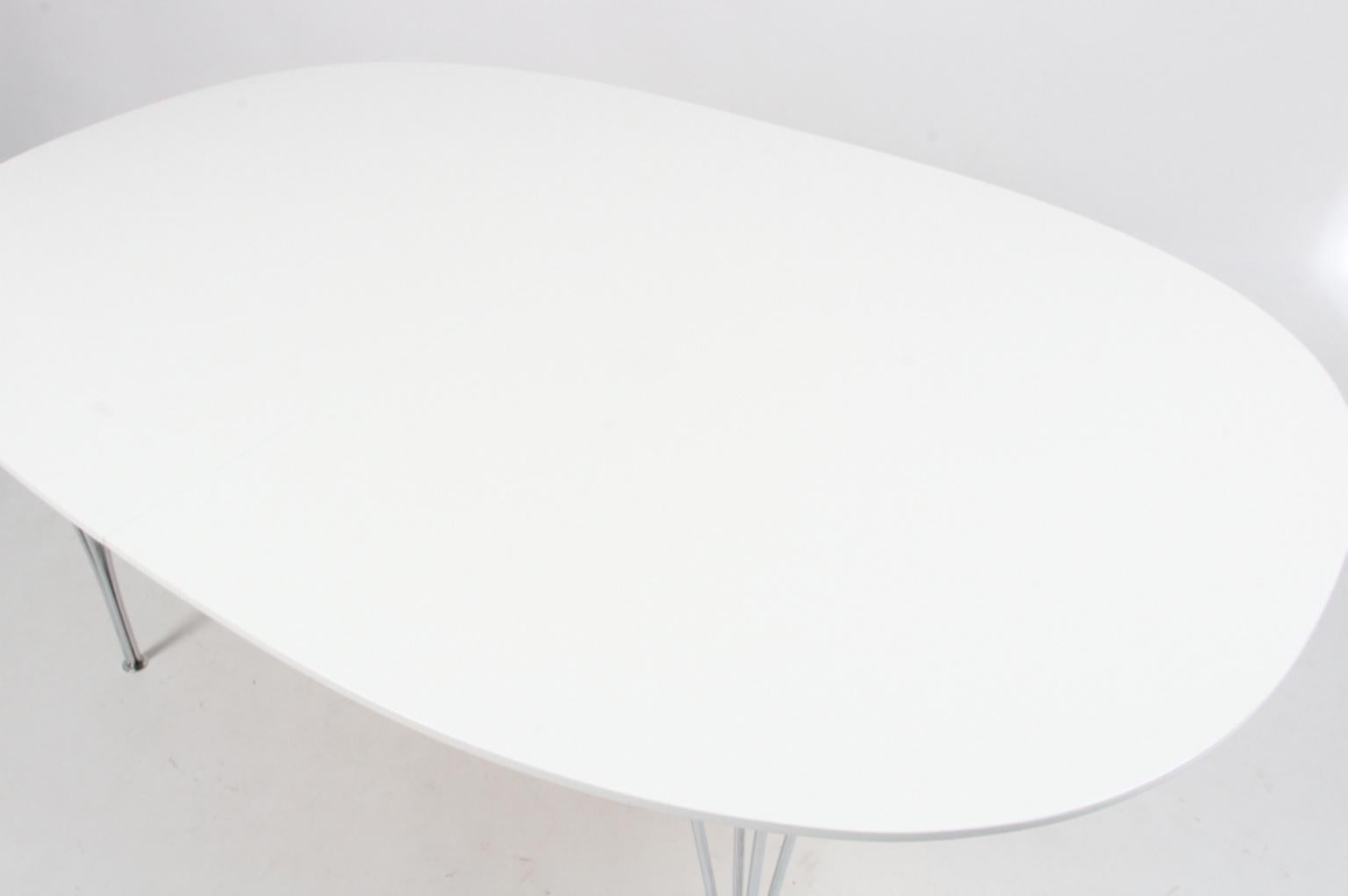 Scandinavian Modern Piet Hein & Bruno Mathsson Dining Table with Extension Leaf, Super Elipse