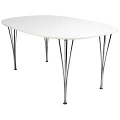 Piet Hein & Bruno Mathsson Elipse Dining Table, White Lacquered