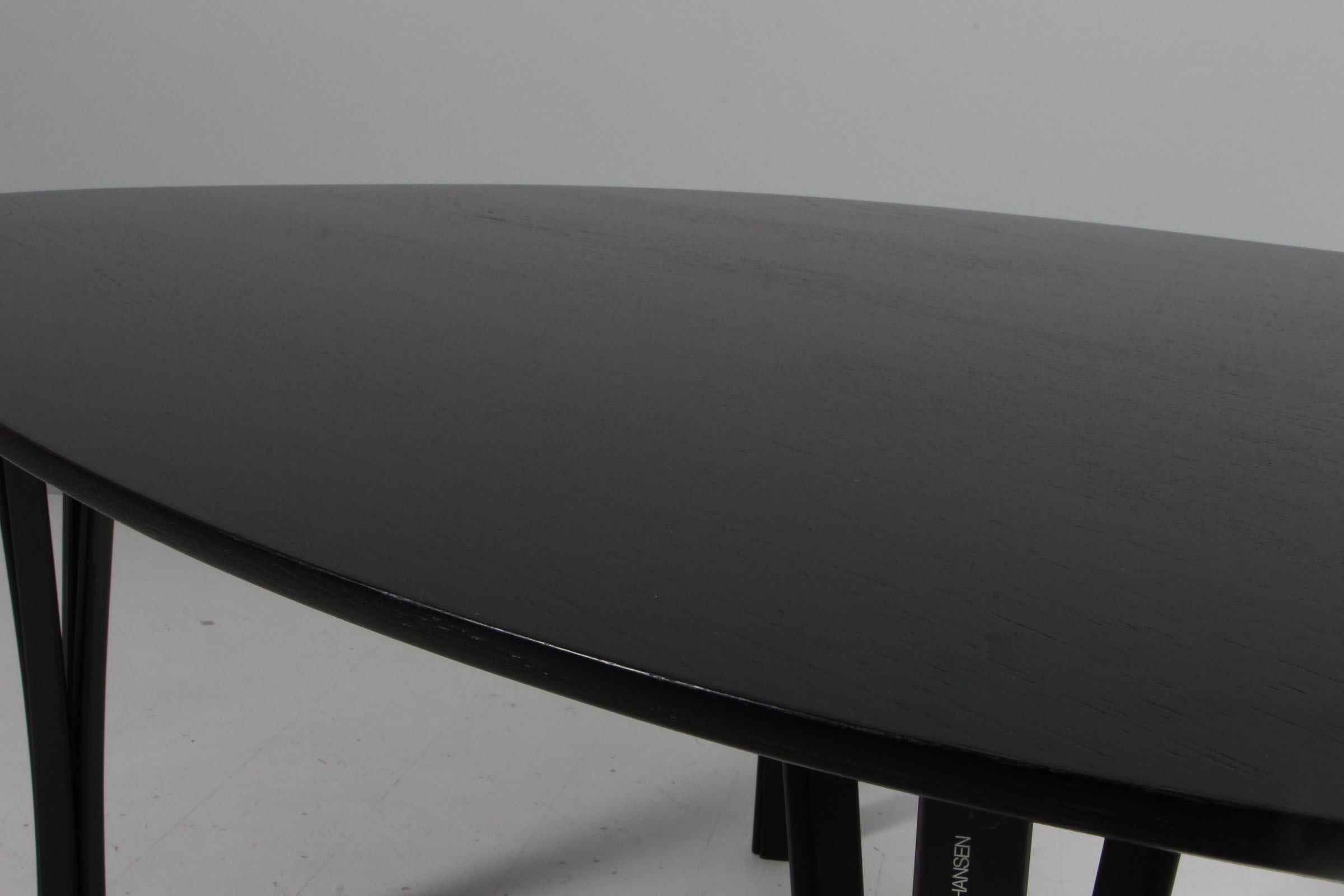 Danois Table de salle à manger Ellipse de Piet Hein & Bruno Mathsson, chêne noir, Danemark en vente
