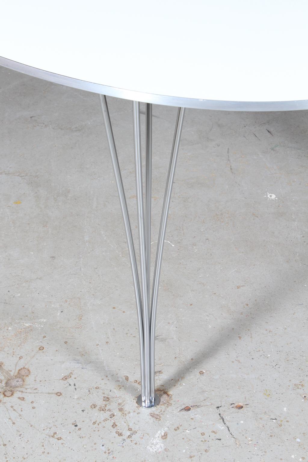 Scandinavian Modern Piet Hein & Bruno Mathsson Ellipse Dining Table, White Laminate