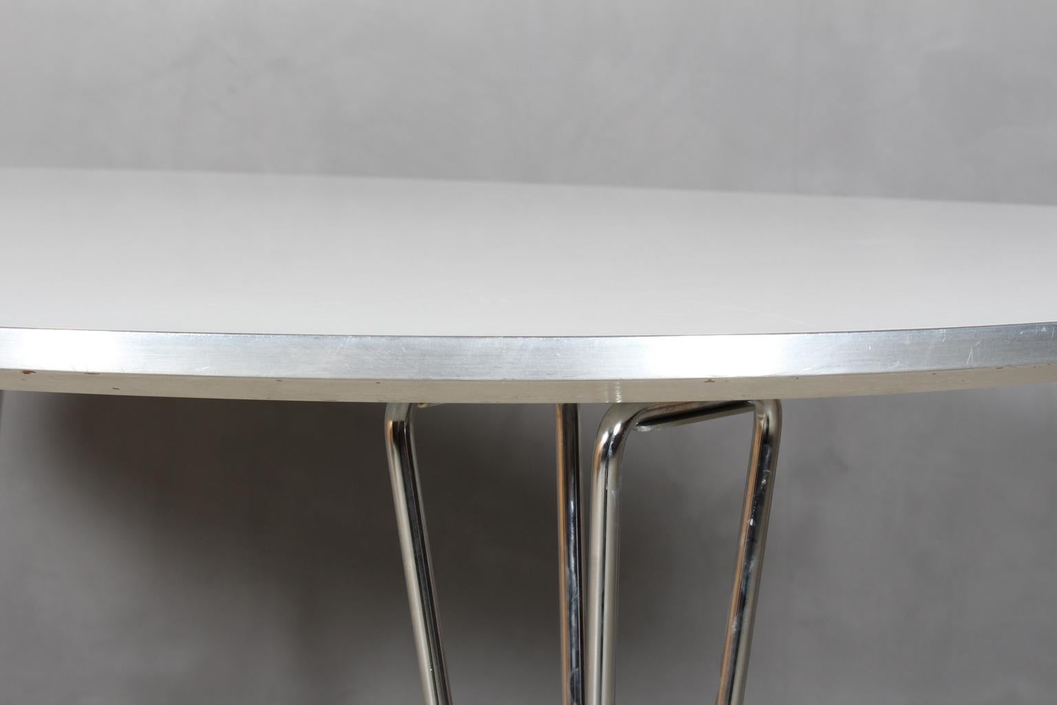 Danish Piet Hein & Bruno Mathsson Ellipse Dining Table, White Laminate