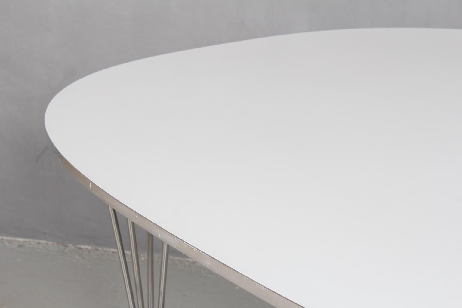 Piet Hein & Bruno Mathsson Ellipse Dining Table, White Laminate In Good Condition In Esbjerg, DK