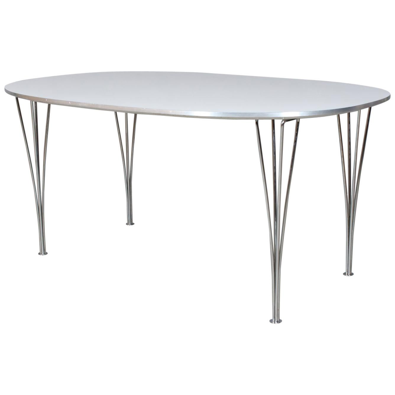 Piet Hein 
Bruno Mathsson Ellipse Dining Table, White Laminate