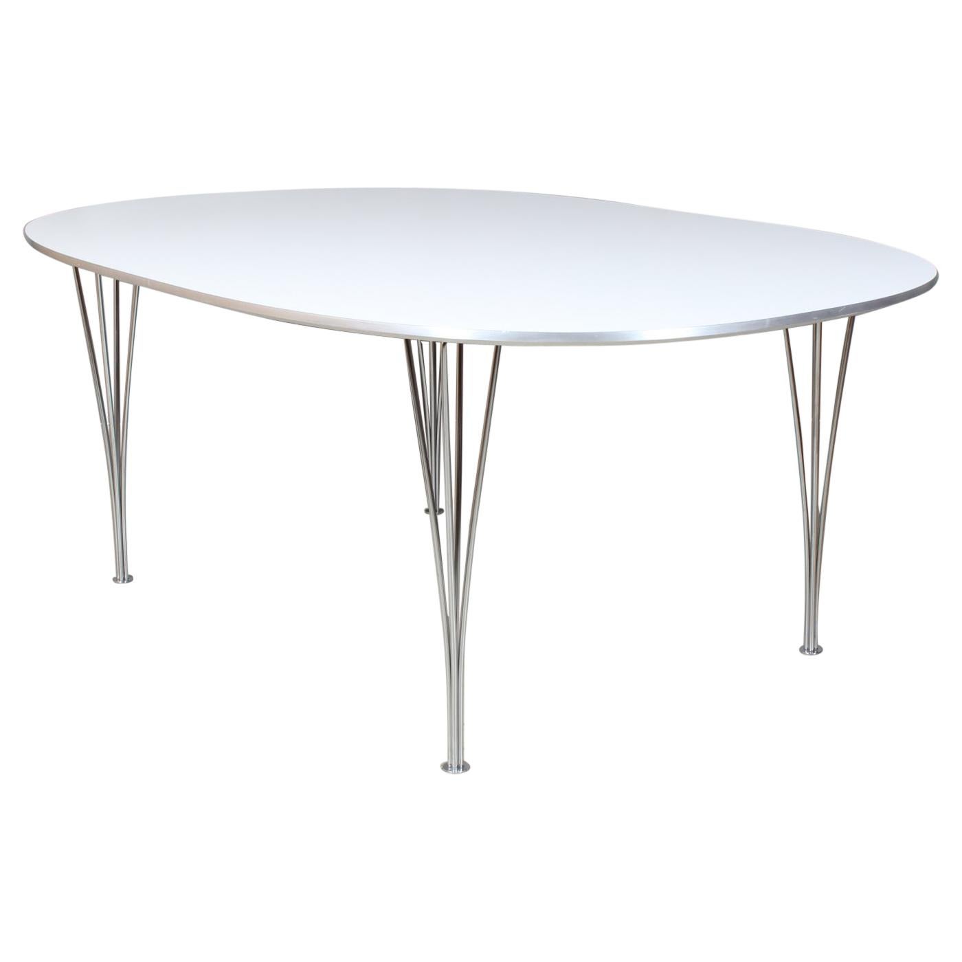 Piet Hein & Bruno Mathsson Ellipse Dining Table, White Laminate