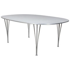 Retro Piet Hein & Bruno Mathsson Ellipse Dining Table, White Laminate