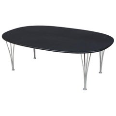 Piet Hein & Bruno Mathsson Ellipse Sofa Table, Black Aniline Leather