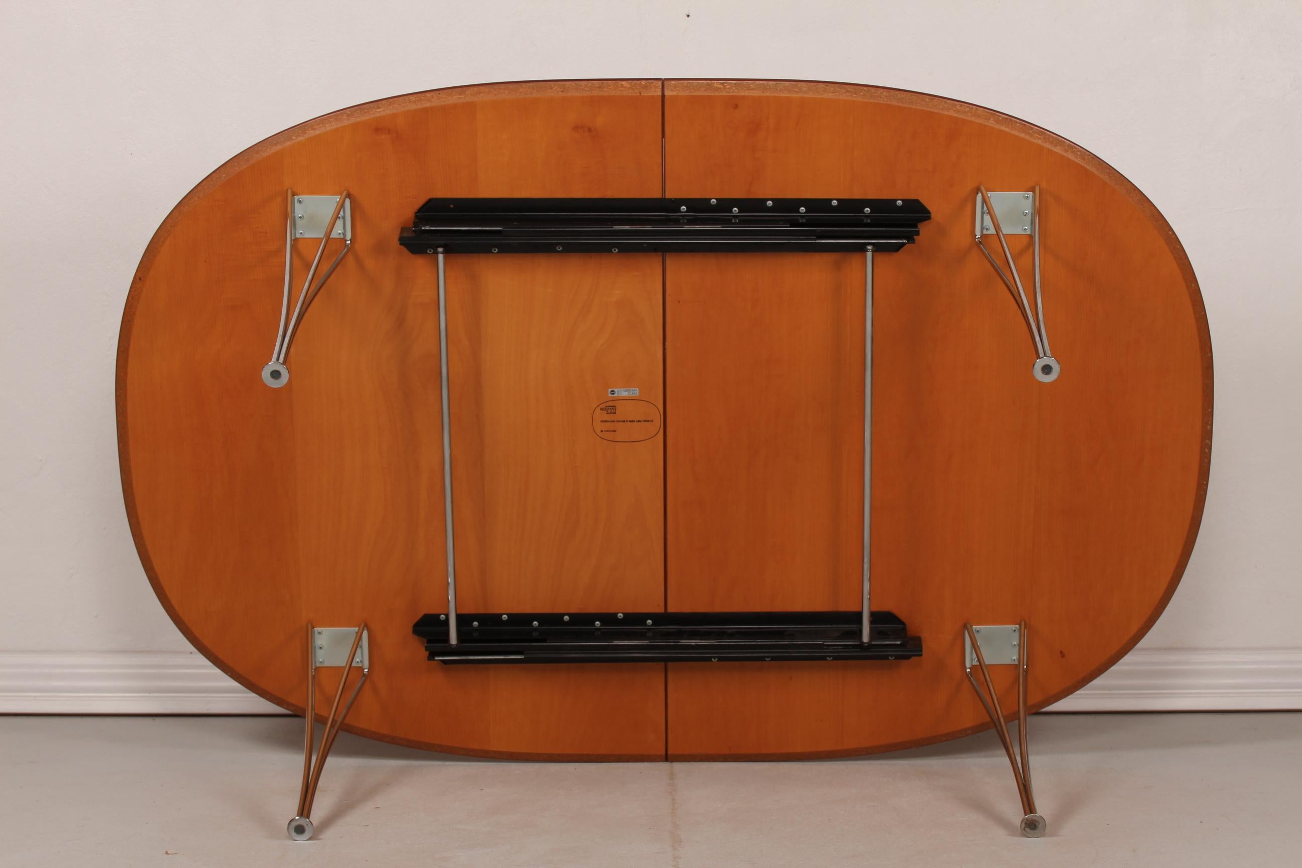 Metal Piet Hein & Bruno Mathsson Super Ellipse Table Extension of Oiled Mahogany, 1993