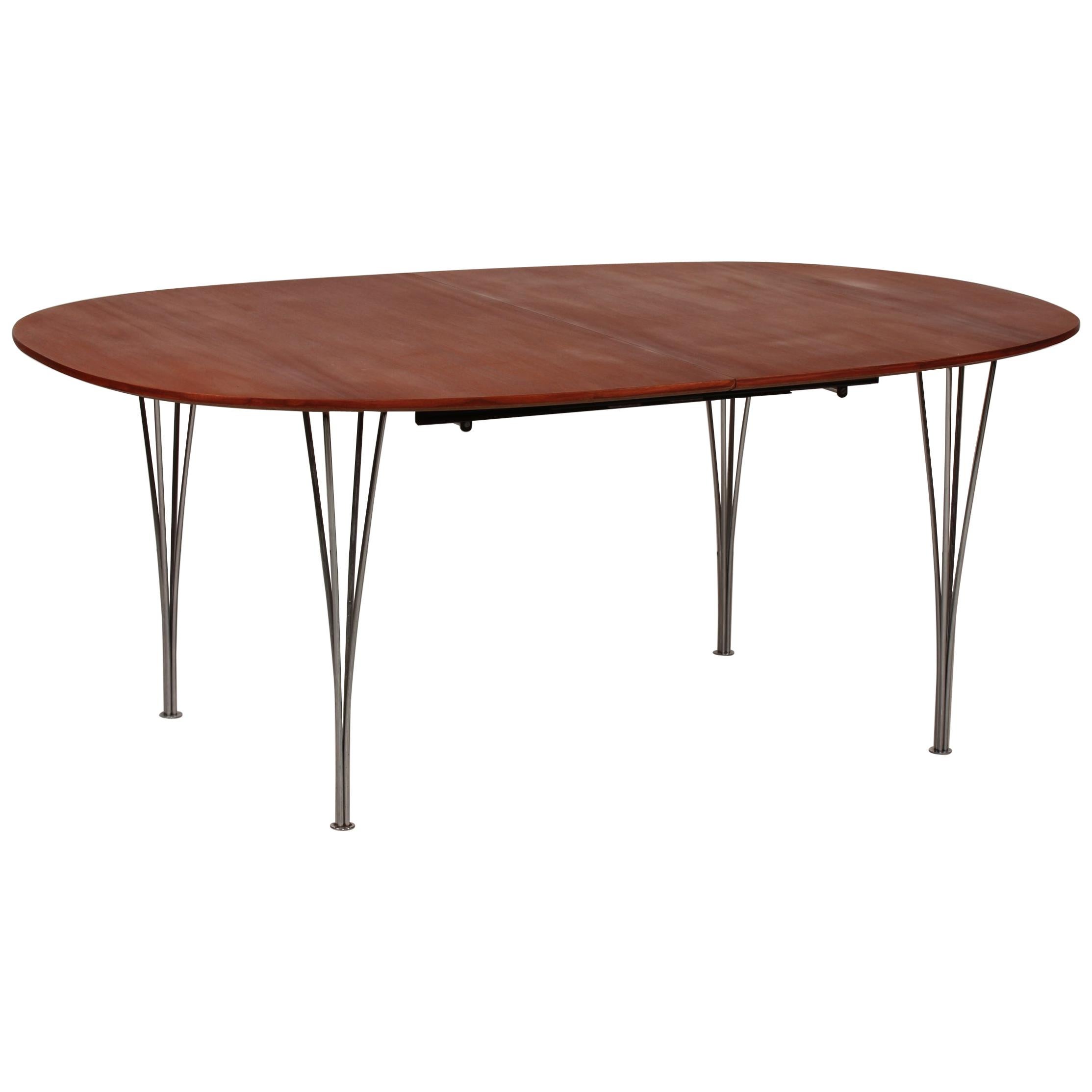 Piet Hein & Bruno Mathsson Super Ellipse Table Extension of Oiled Mahogany, 1993