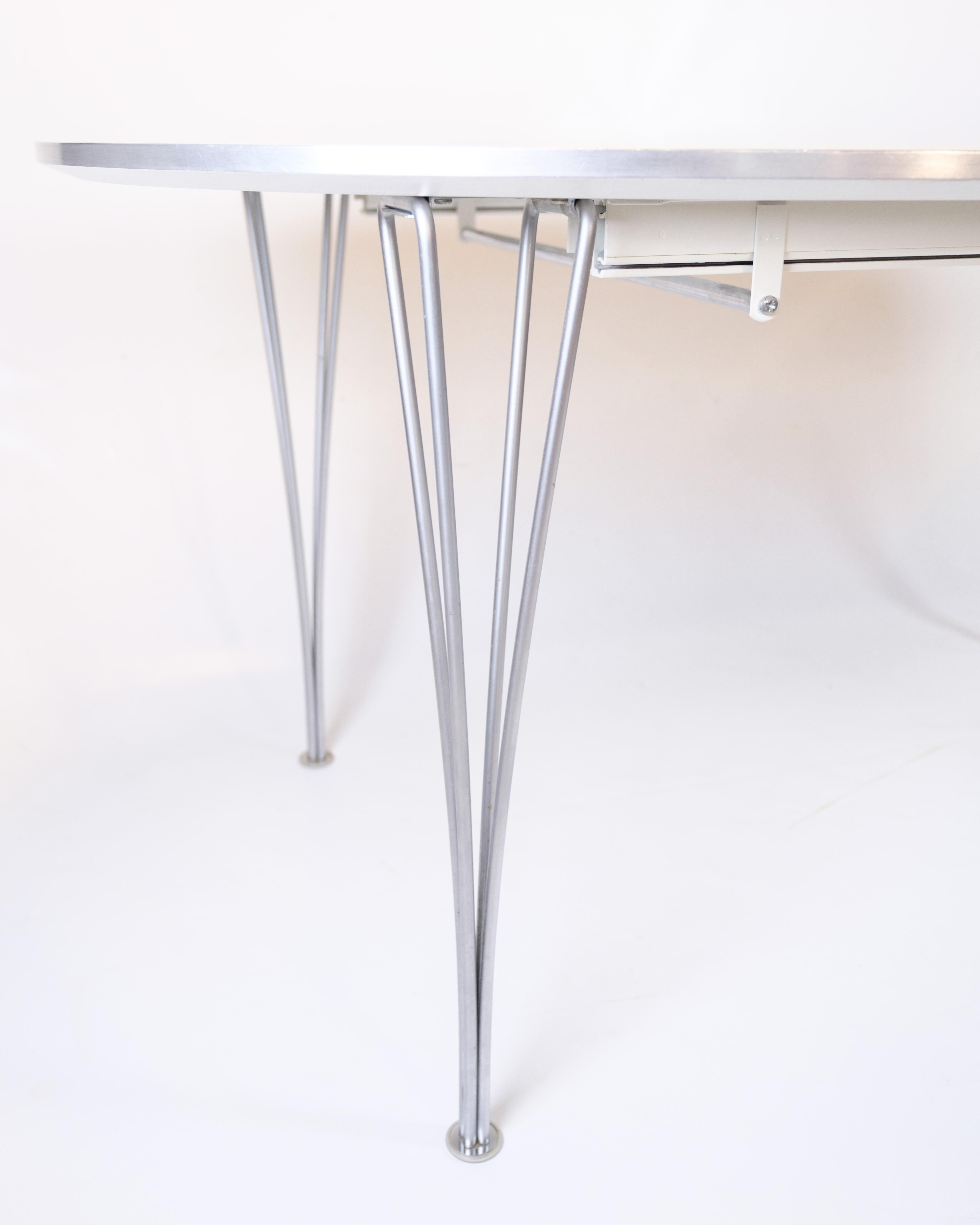 Mid-Century moderno Piet Hein Dining Table Super Ellipse With White Laminate By Arne Jacobsen in vendita