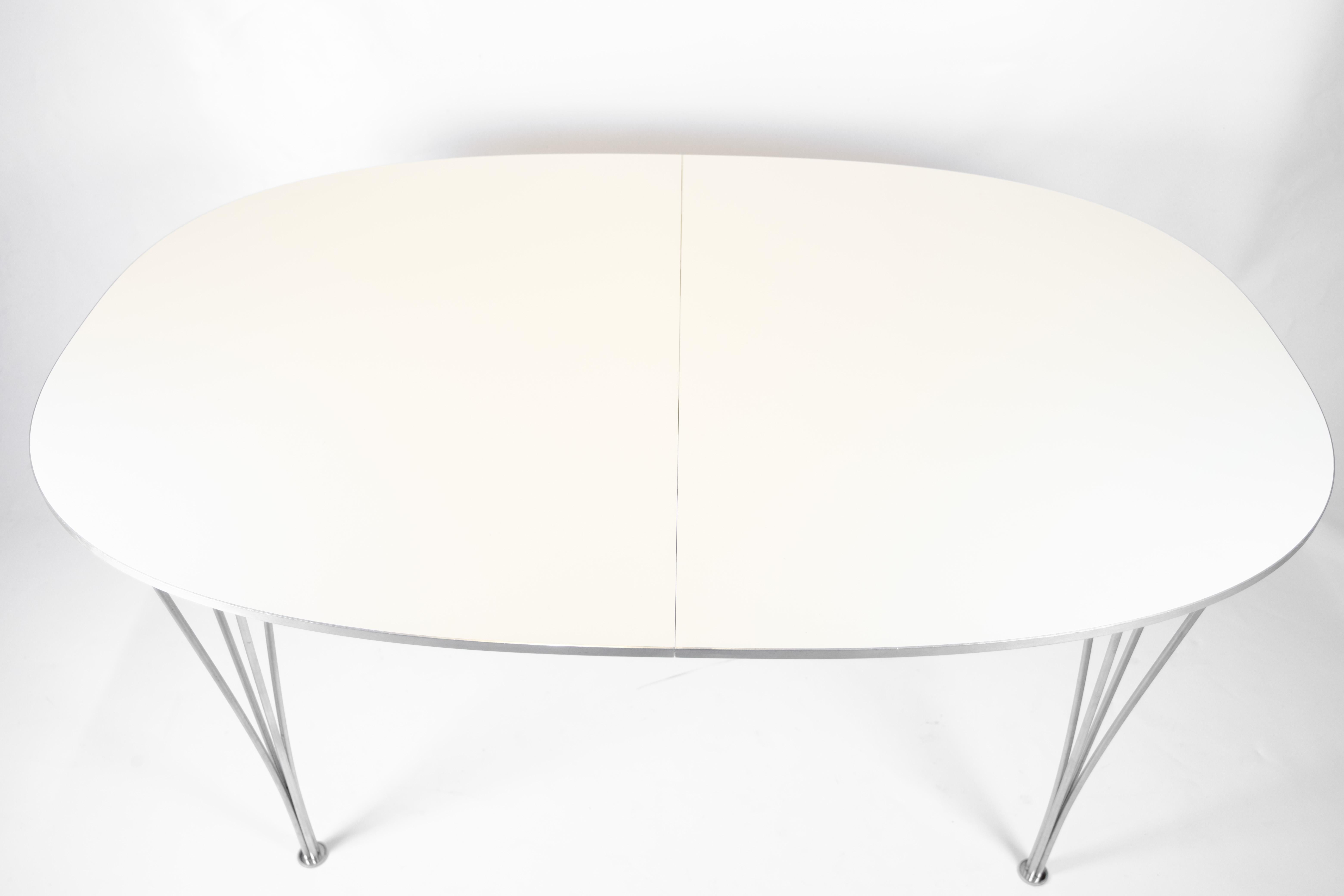 Piet Hein Dining Table Super Ellipse With White Laminate By Arne Jacobsen In condizioni buone in vendita a Lejre, DK